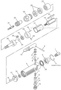 Page A Diagram and Parts List for CP873K T024362 Chicago Pneumatic Sander